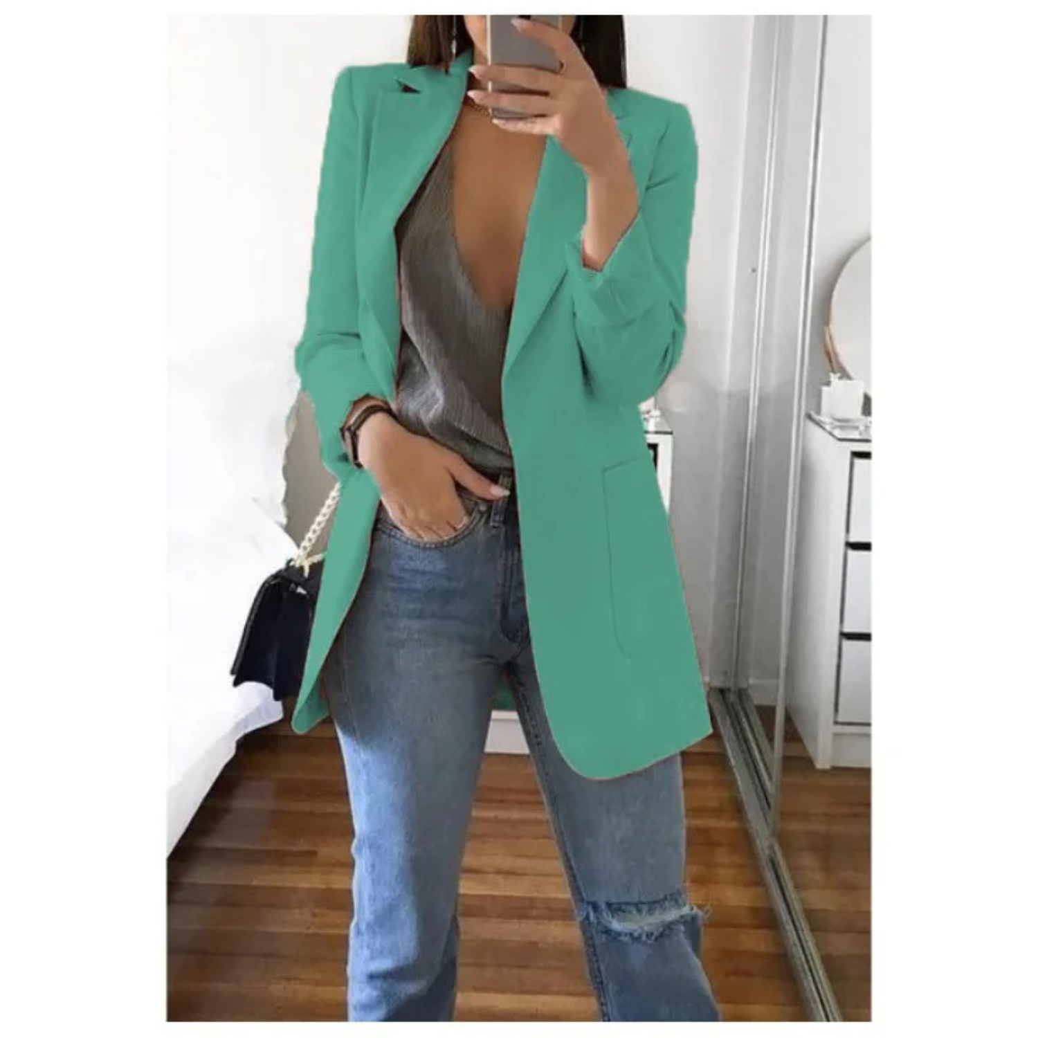 Women's Double-Breasted Printed Blazer - Perfect for Office Attire