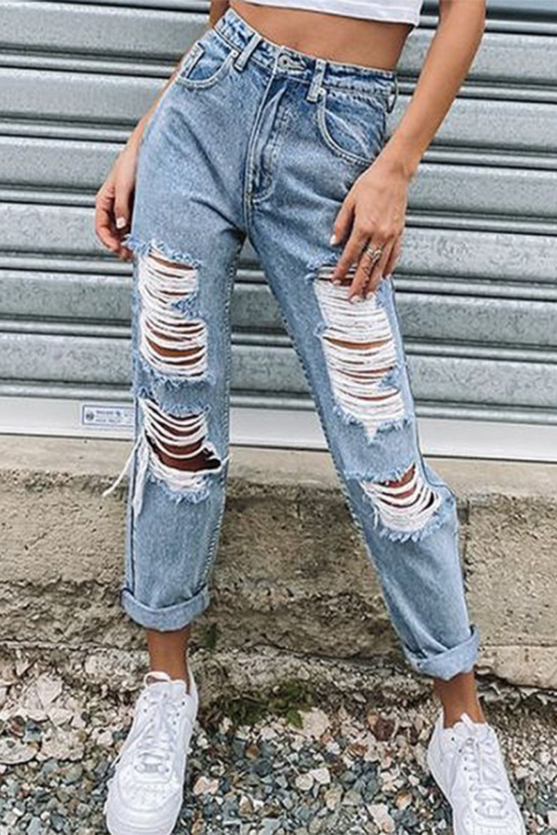 Vintage Straight-Leg Jeans with Distressed Details