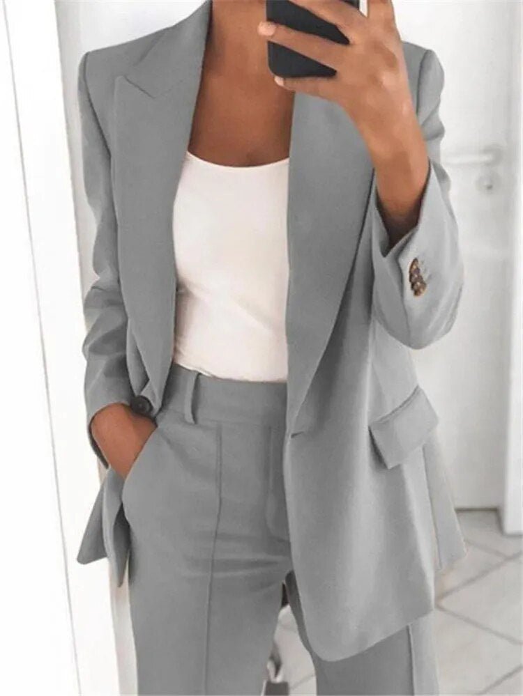 Blazer and Wide-Leg Pant Ensemble