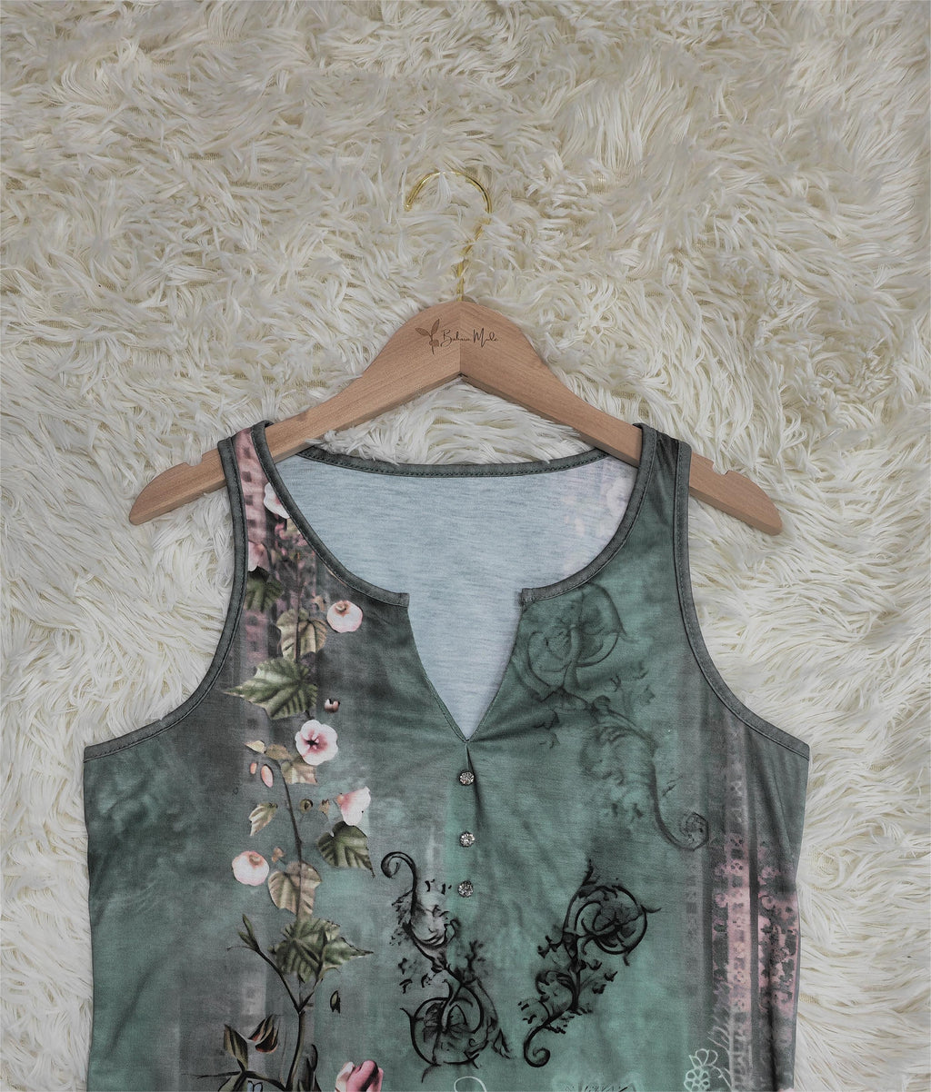 Floral Pattern Sleeveless Tank