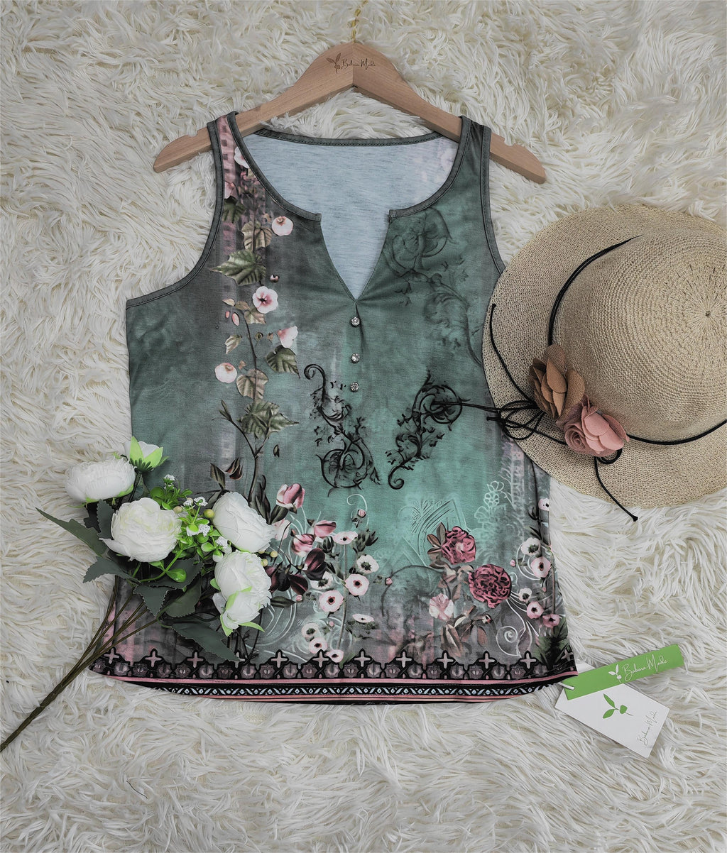 Floral Pattern Sleeveless Tank