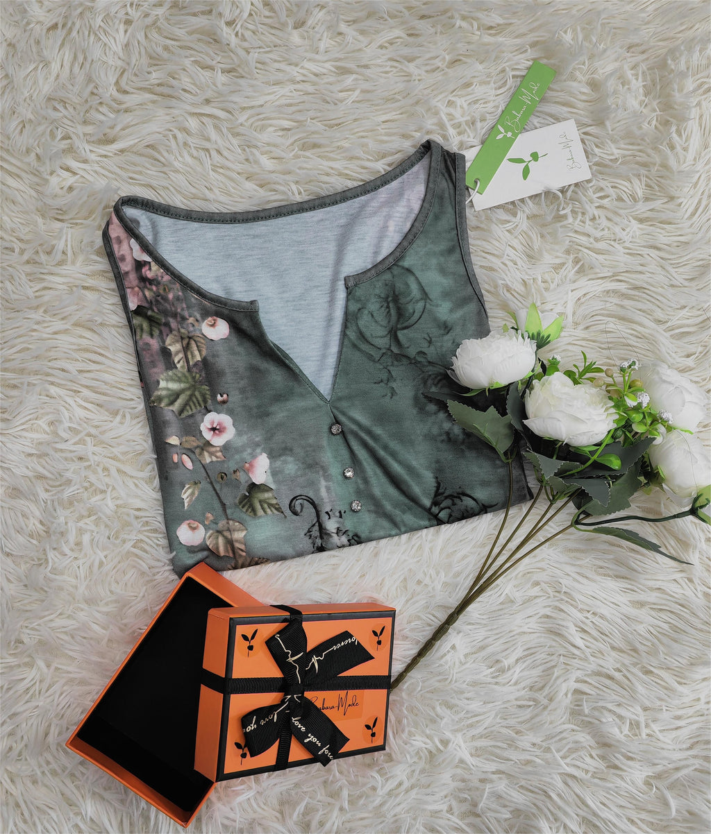 Floral Pattern Sleeveless Tank