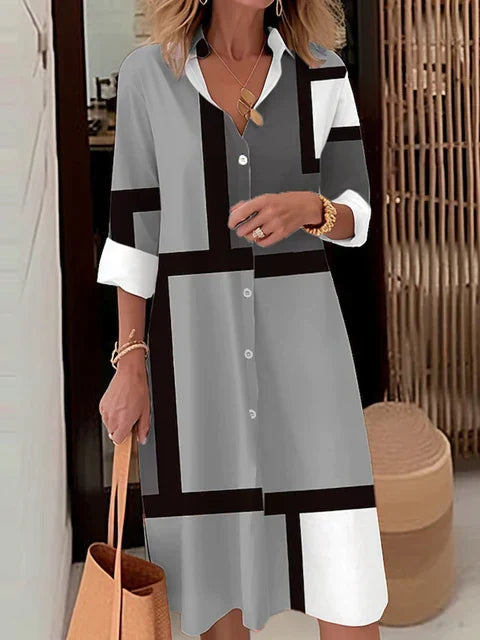 Chic Button-Up Dress with Elegant Accents