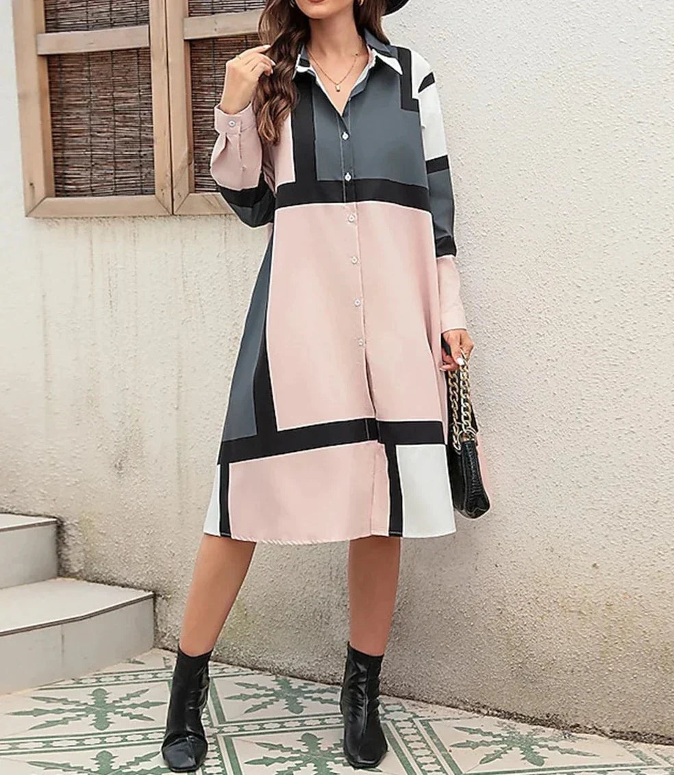 Chic Button-Up Dress with Elegant Accents