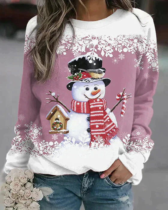 Freda - Vibrant Snowman Print Sweater