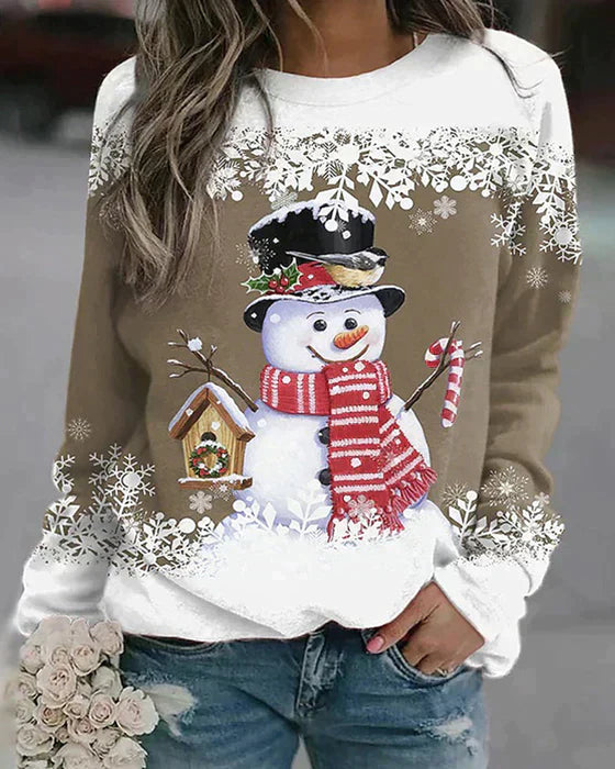 Freda - Vibrant Snowman Print Sweater