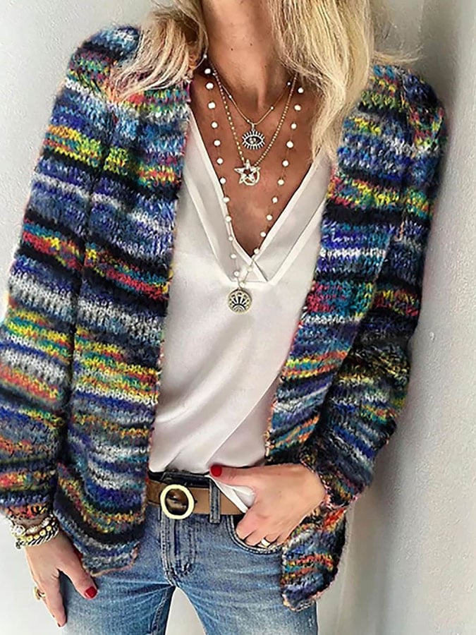 Vibrant Striped Cardigan for Women
