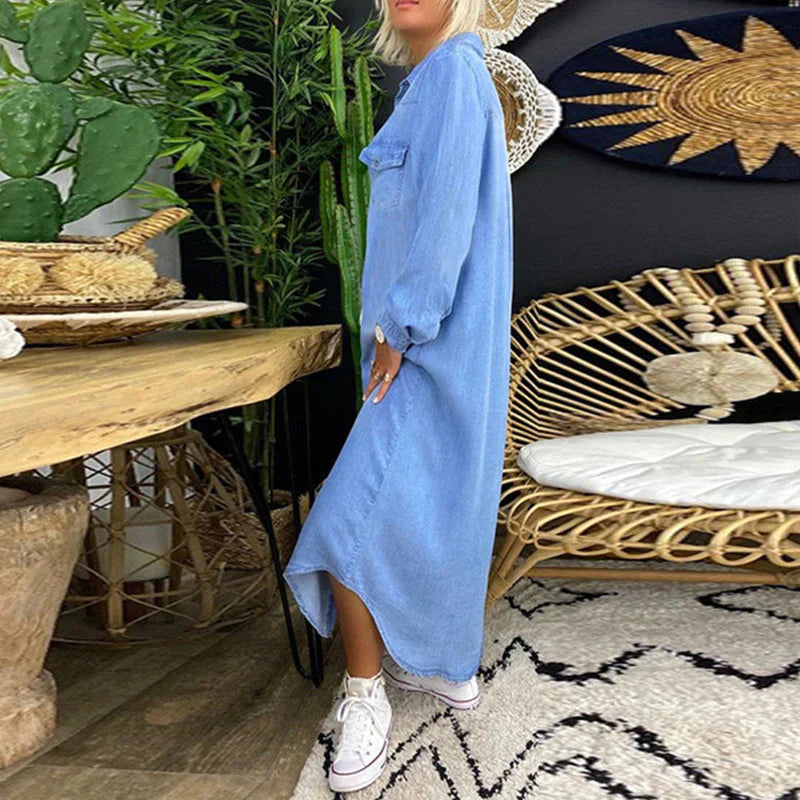 Women's Solid Color Denim Dress