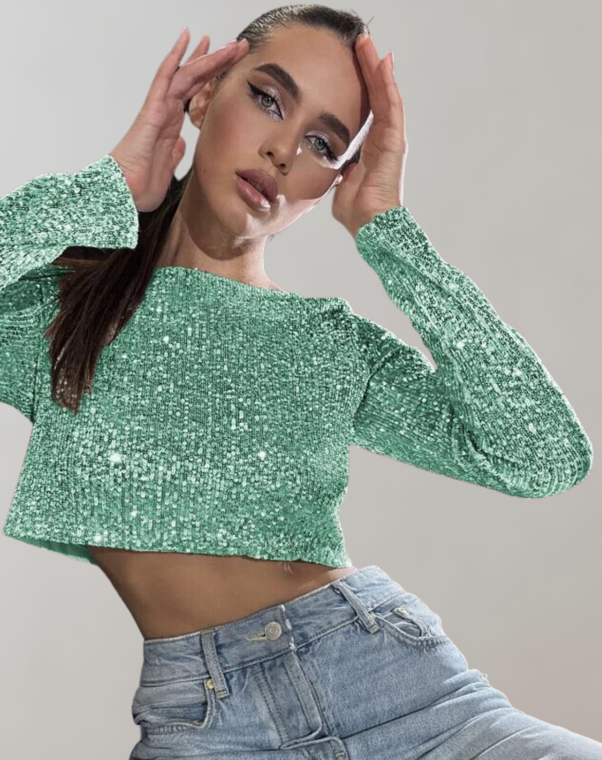 Shimmering Sequin Crop Top for Women
