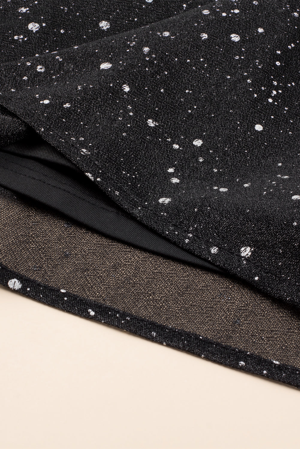 Chic Black Glitter Dress Featuring a Mesh Overlay