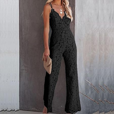 Lace-Embellished Sleeveless Jumpsuit