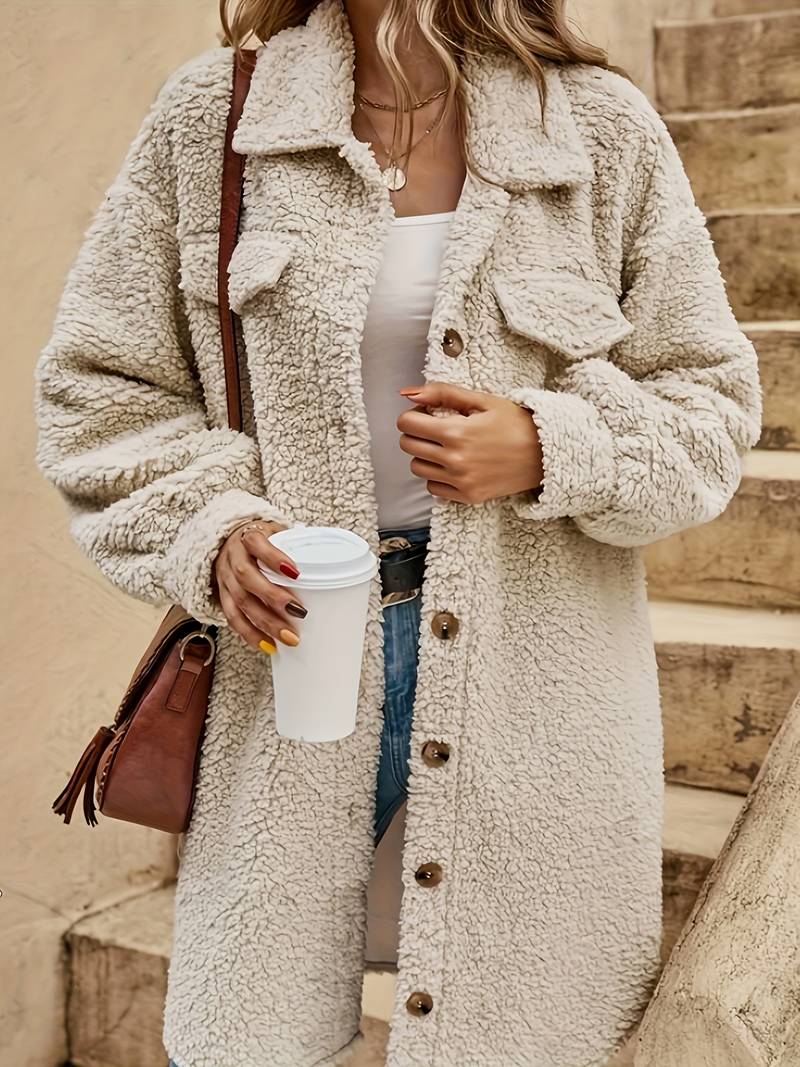 Women's Solid Color Teddy Coat