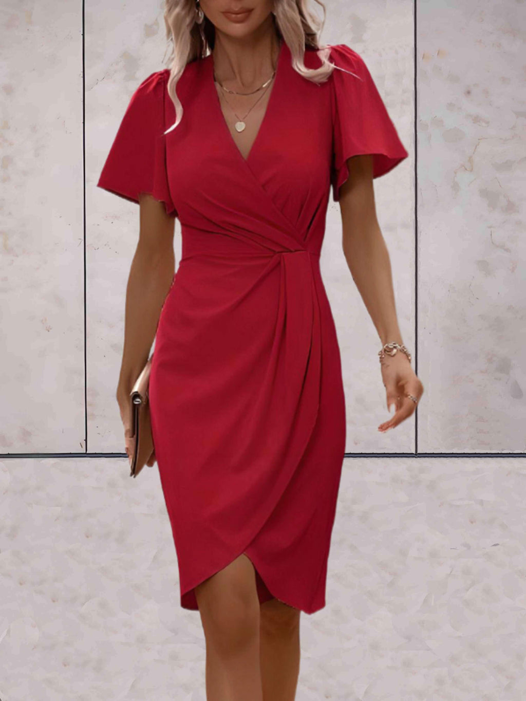 Chic Short Sleeve Wrap Dress