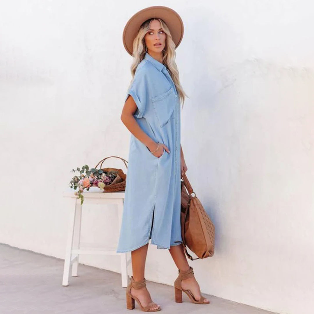 Short Sleeve Ayla Denim Dress