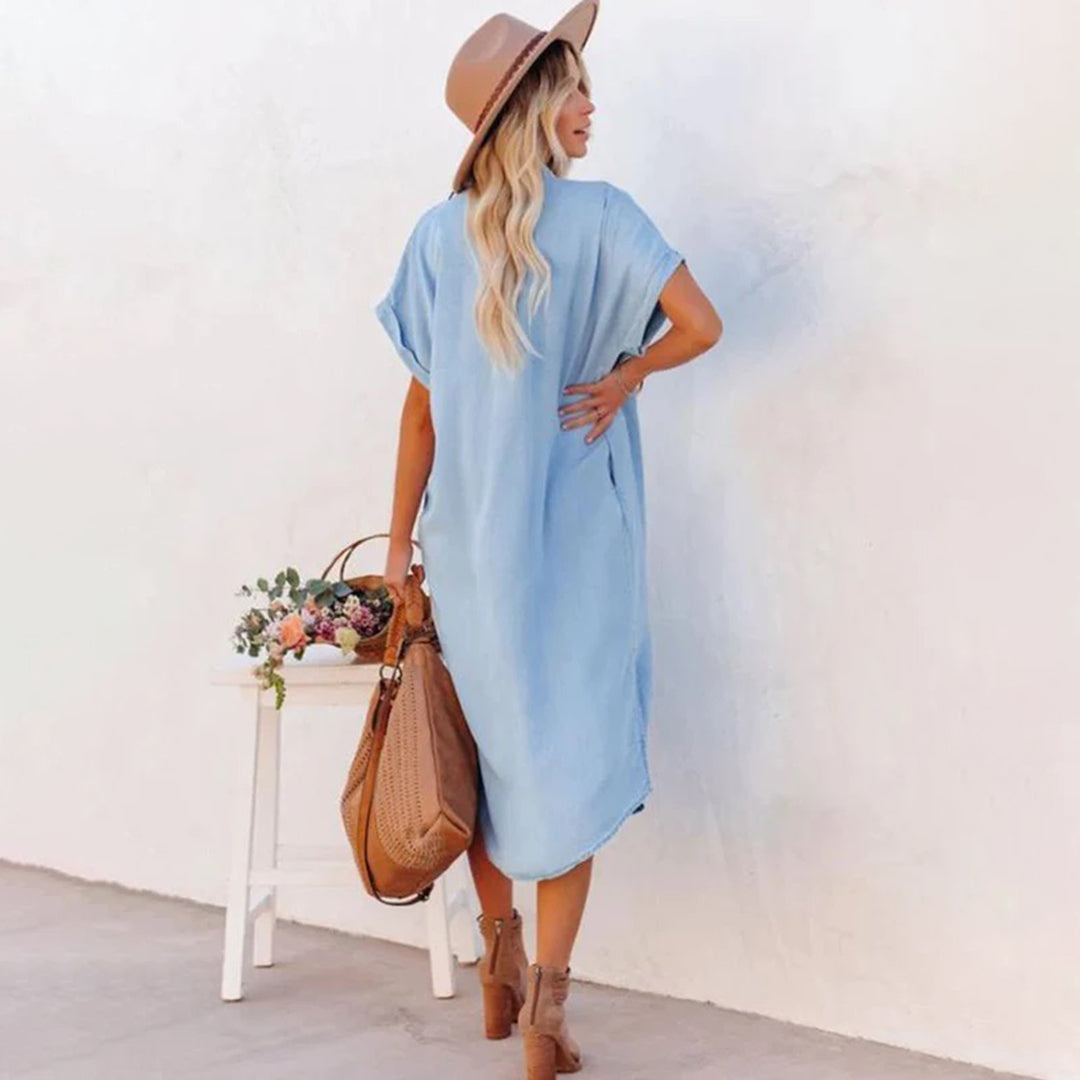 Short Sleeve Ayla Denim Dress