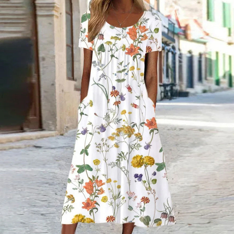 Chic Floral Dress with Tummy Shaping Features