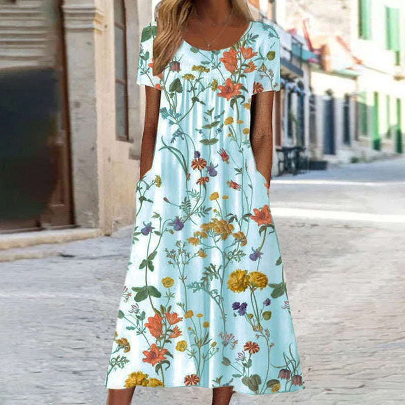 Chic Floral Dress with Tummy Shaping Features