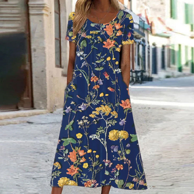 Chic Floral Dress with Tummy Shaping Features