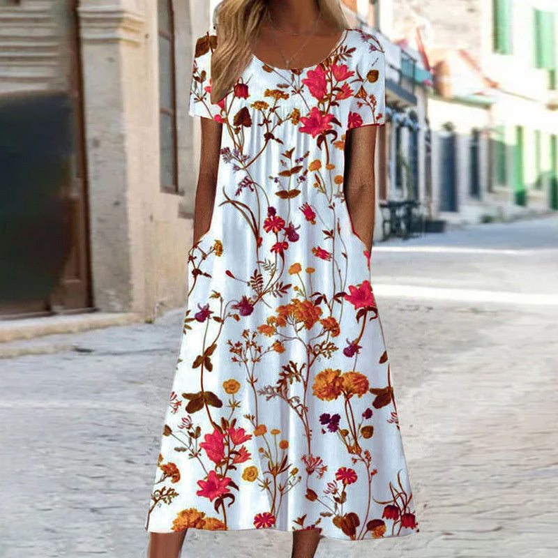 Chic Floral Dress with Tummy Shaping Features