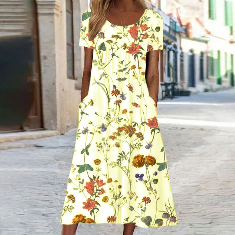 Chic Floral Dress with Tummy Shaping Features
