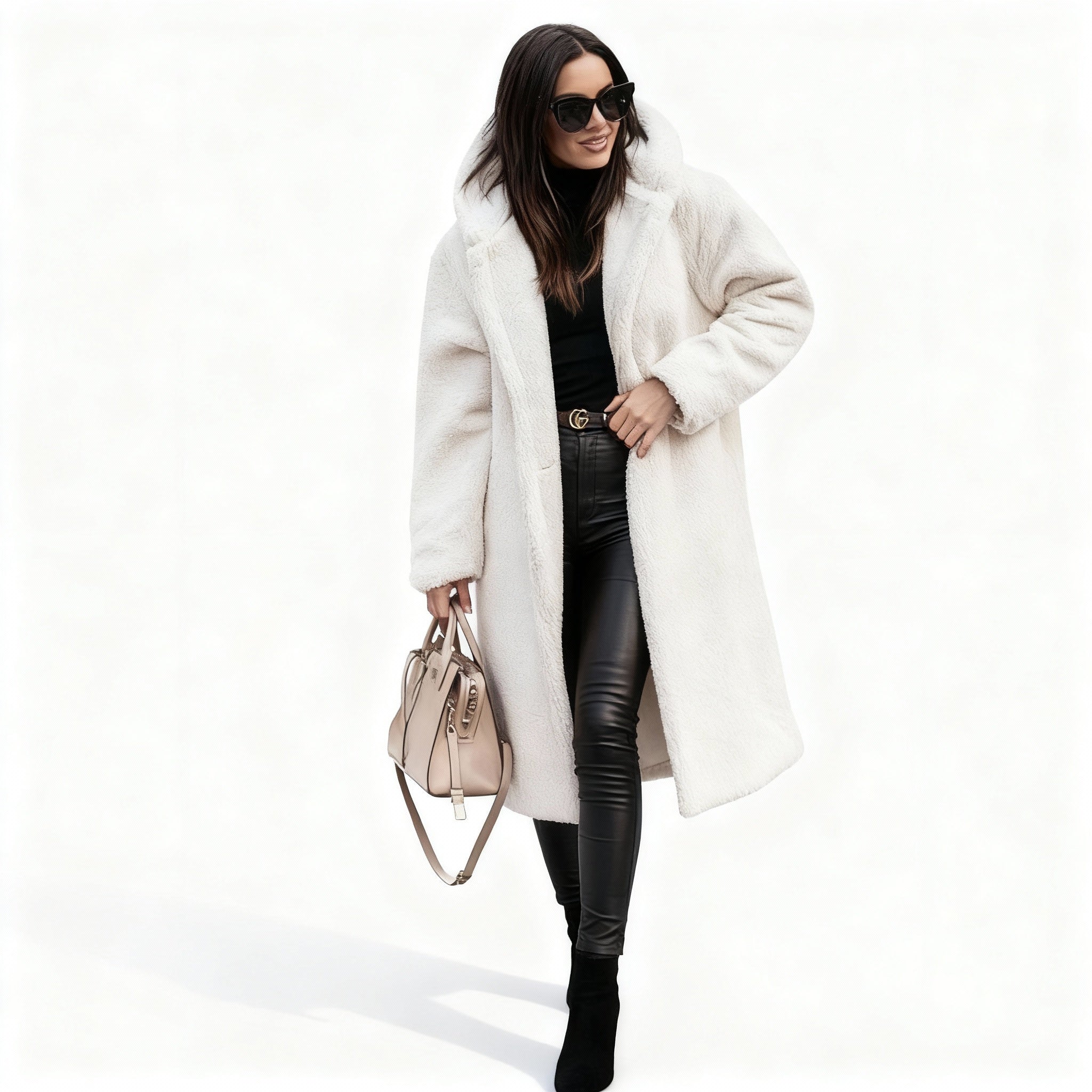 Stylish Long Plush Fleece Coat for Women