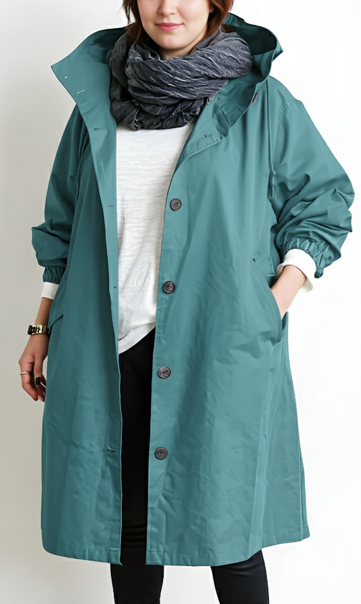 Plus Size Women's Waterproof Hooded Jacket