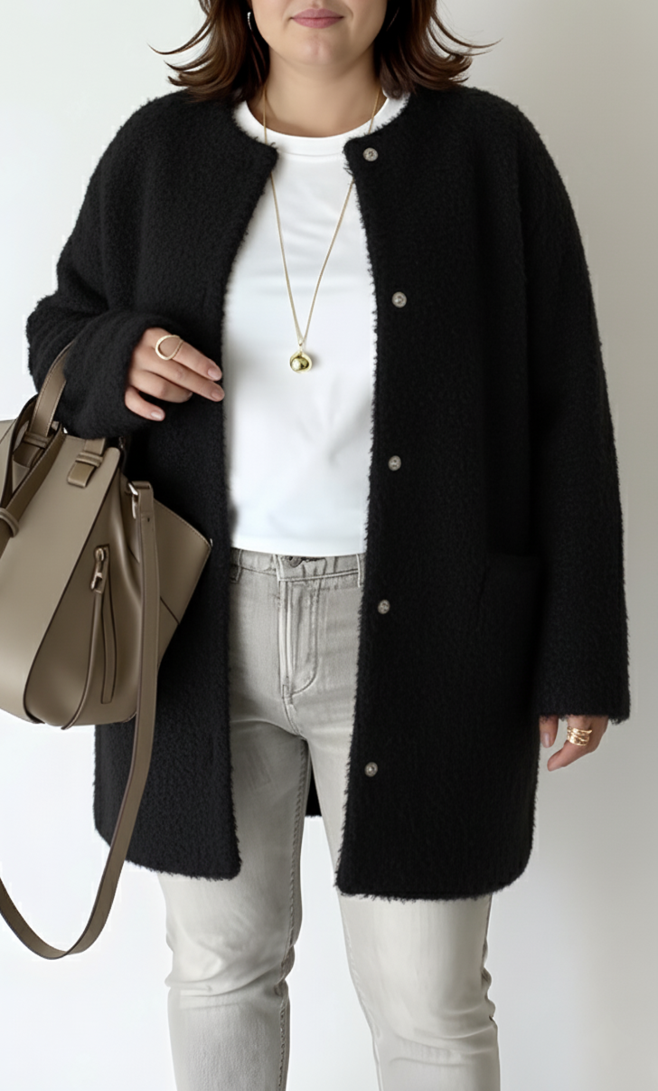 Stylish Plus Size Relaxed-Fit Knit Cardigan for Women