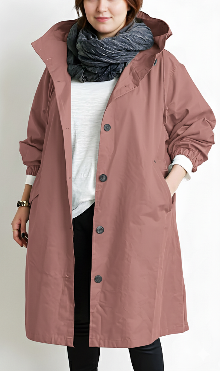 Plus Size Women's Waterproof Hooded Jacket