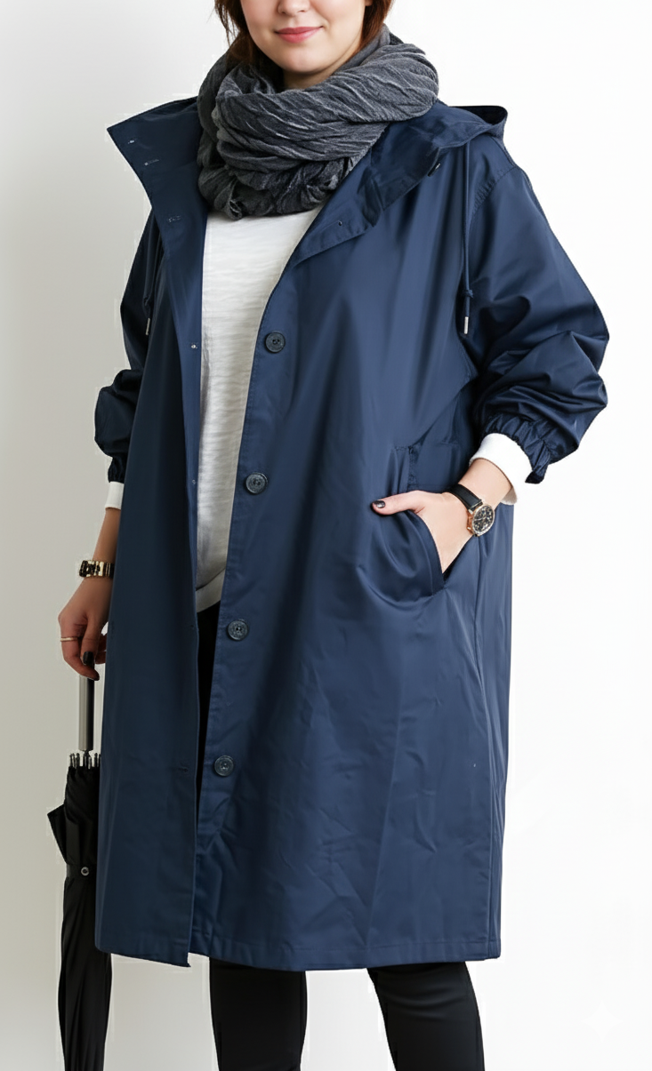 Plus Size Women's Waterproof Hooded Jacket