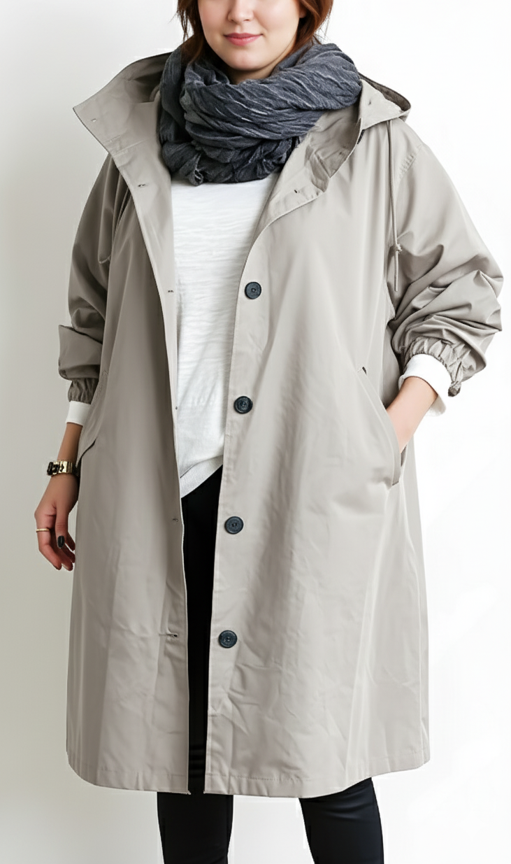 Plus Size Women's Waterproof Hooded Jacket