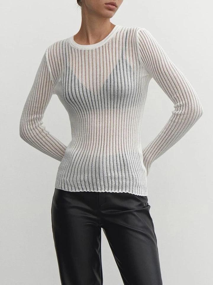 Chic Sheer Top with Elegant Striped Pattern