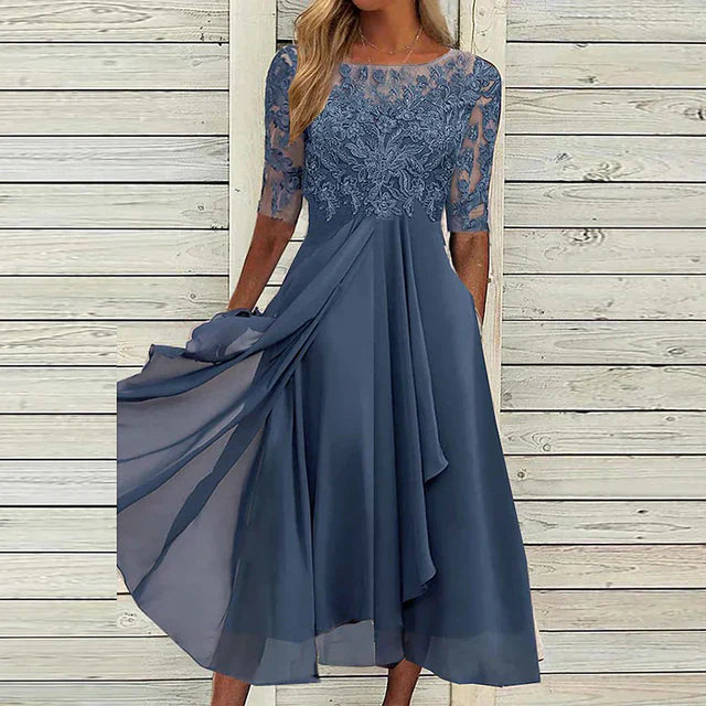 Elegant Midnight Blue Evening Gown