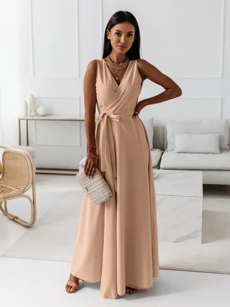 Women’s Solid V-Neck Maxi Dress