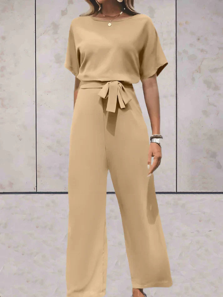 Relaxed Fit Short Sleeve Solid Color Jumpsuit