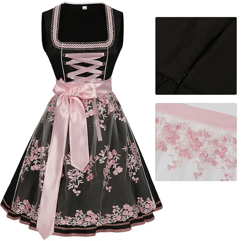 Floral Print Dirndl Dress for Oktoberfest Celebrations