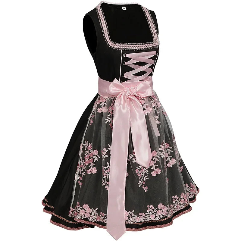 Floral Print Dirndl Dress for Oktoberfest Celebrations