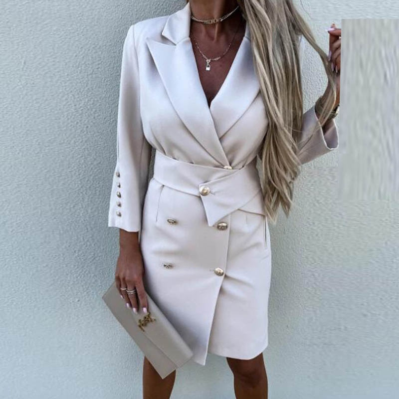 Stylish Double-Breasted Blazer Dress