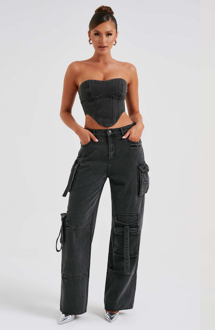 Chic Classic Denim Cargo Pants for Women
