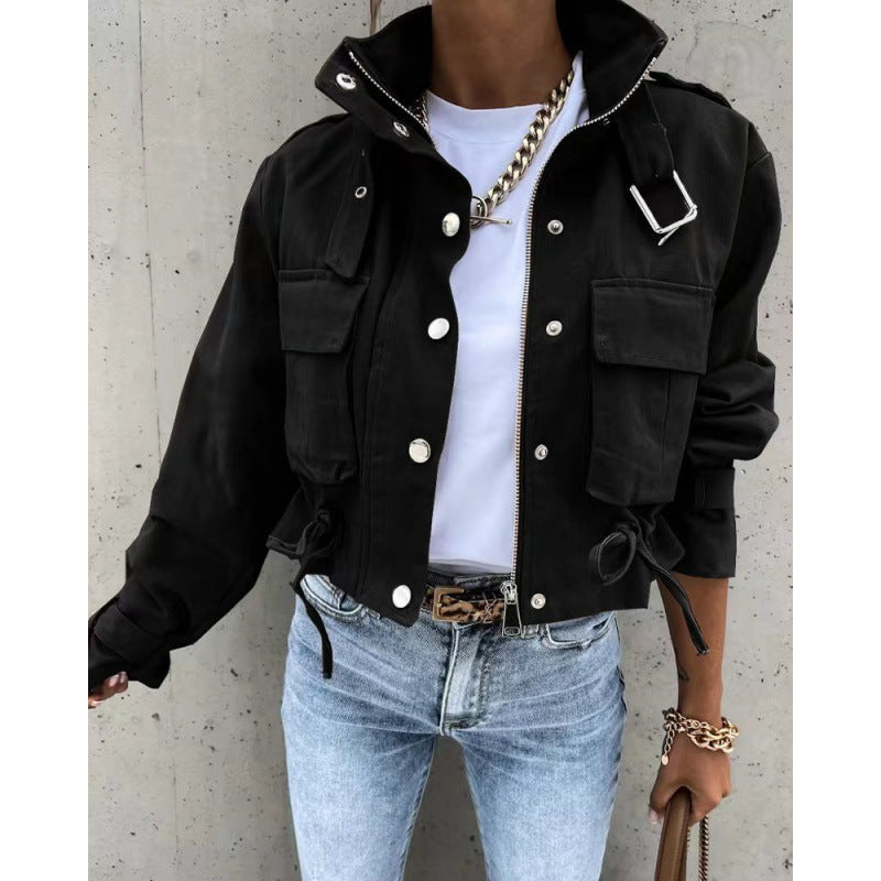 Chic Women's Stand-Up Collar Jacket