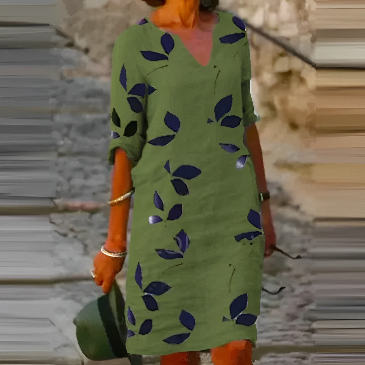 Delightful Women's Summer Dress Featuring Leaf Print