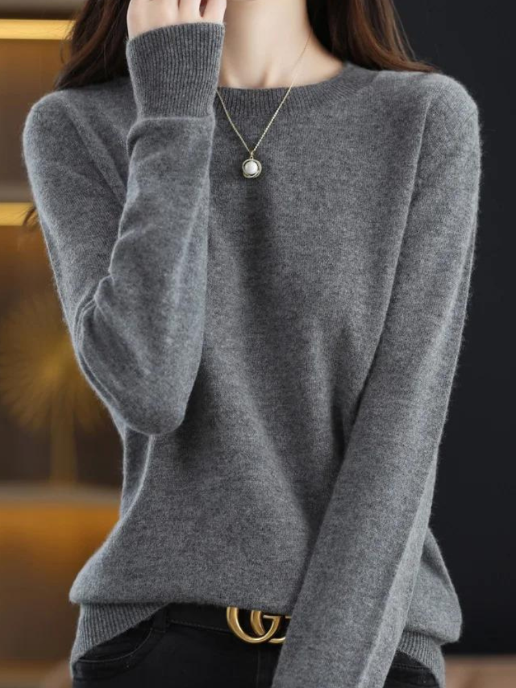 Cozy Long-Sleeve Wool Knit Sweater for Ultimate Warmth