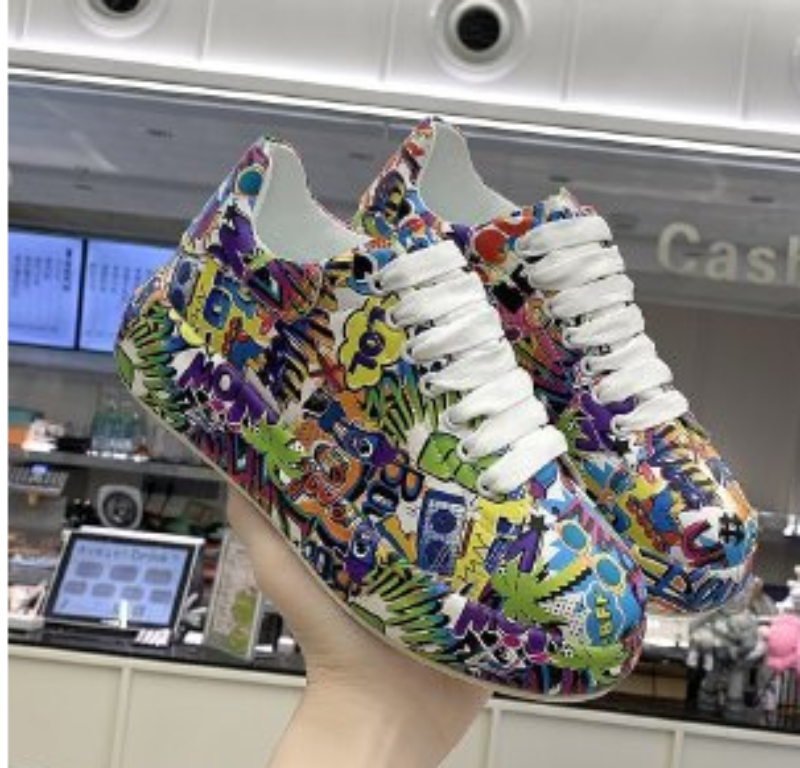 Women's Layered Sneakers with Graffiti Print