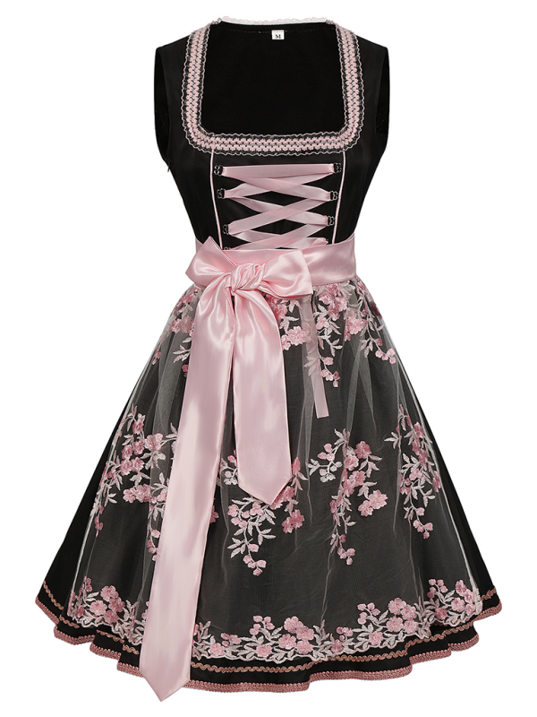 Floral Print Dirndl Dress for Oktoberfest Celebrations