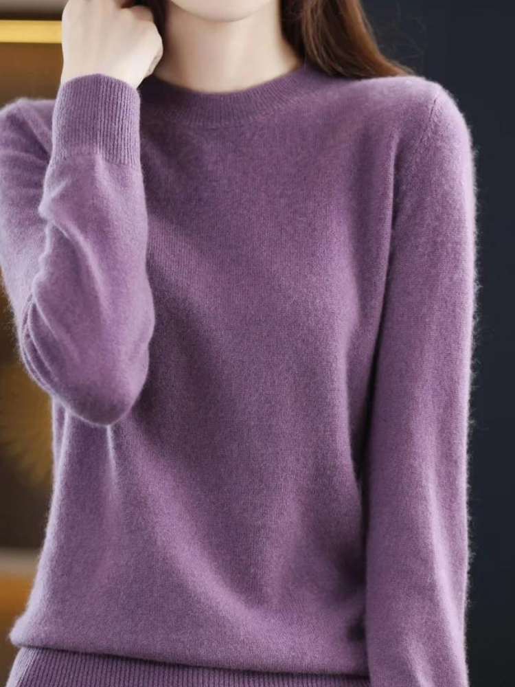 Cozy Long-Sleeve Wool Knit Sweater for Ultimate Warmth
