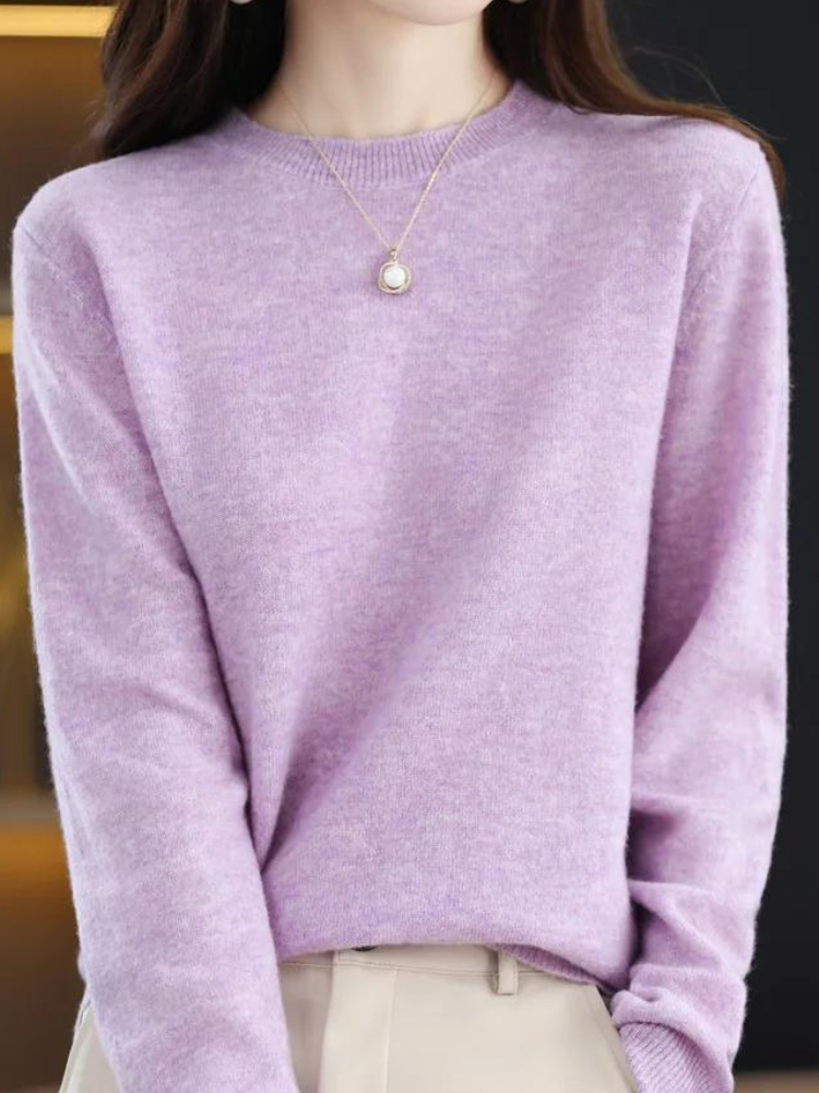 Cozy Long-Sleeve Wool Knit Sweater for Ultimate Warmth