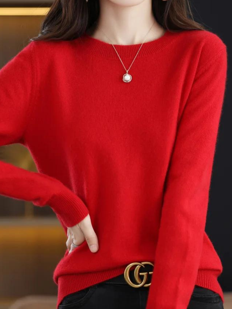 Cozy Long-Sleeve Wool Knit Sweater for Ultimate Warmth
