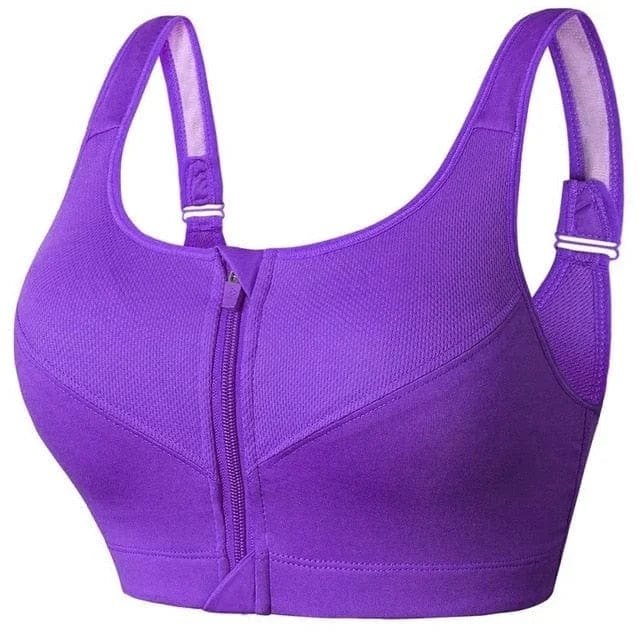 Plus Size Sports Bra Featuring a Distinctive Zipper Design