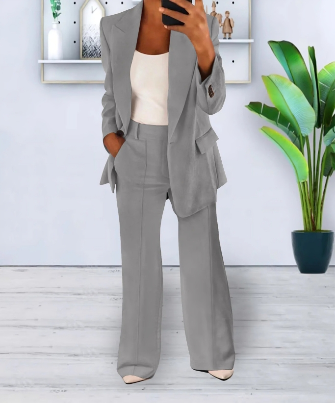 Blazer and Wide-Leg Pant Ensemble